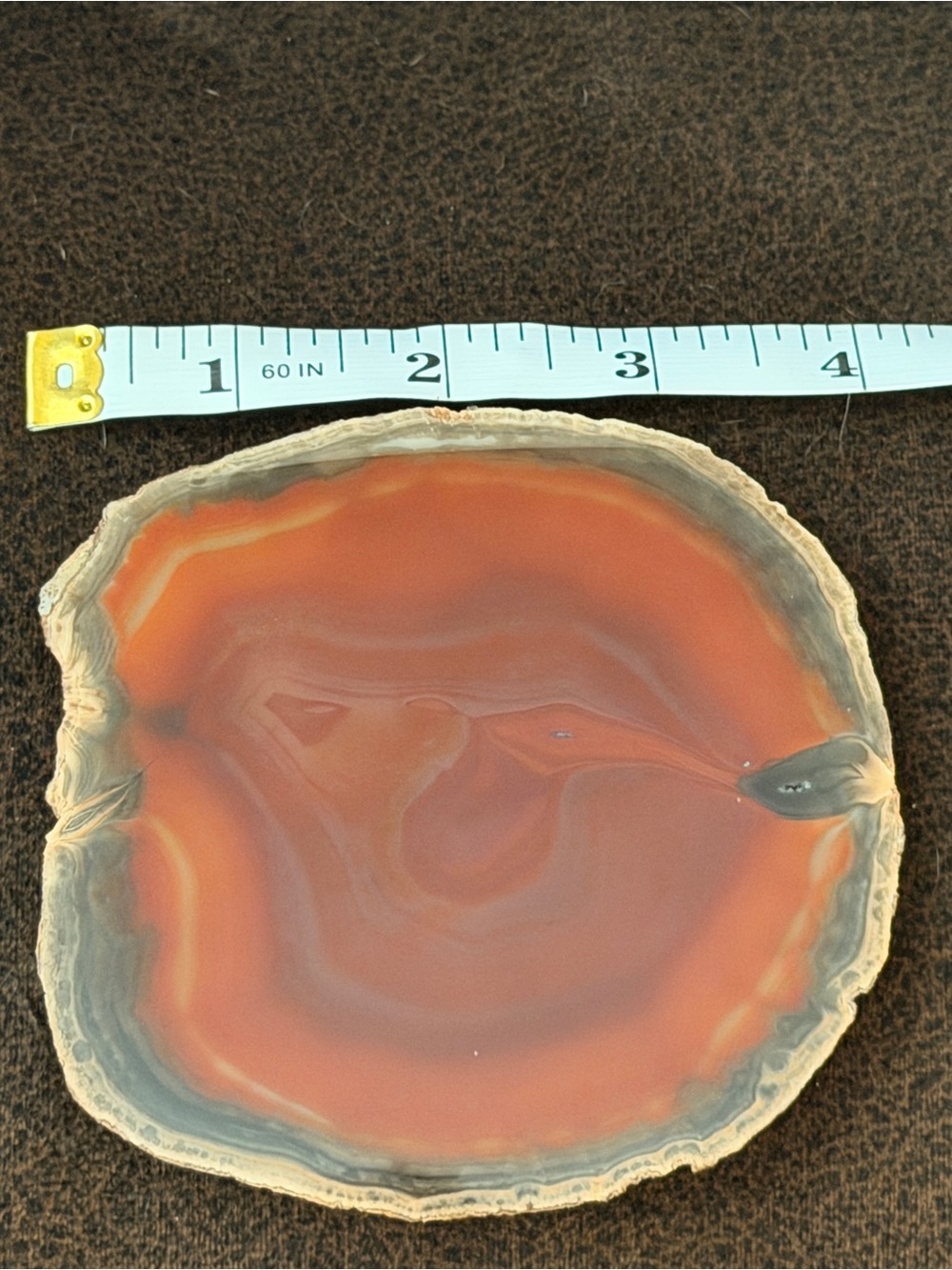 Polished Agate Slice, Natural Geode with Orange & Red bands
